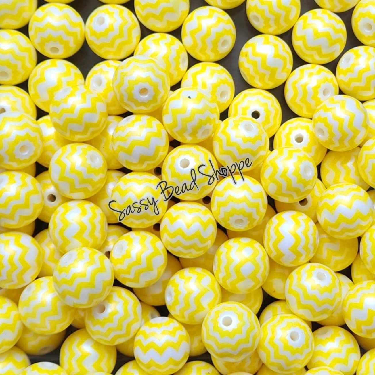 20MM Yellow Chevron Beads