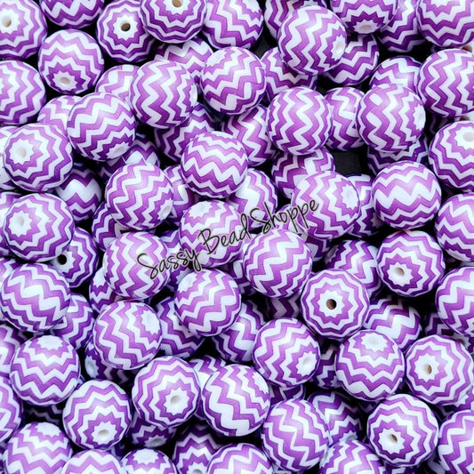 20MM Purple Chevron Beads - Sassy Bead Shoppe