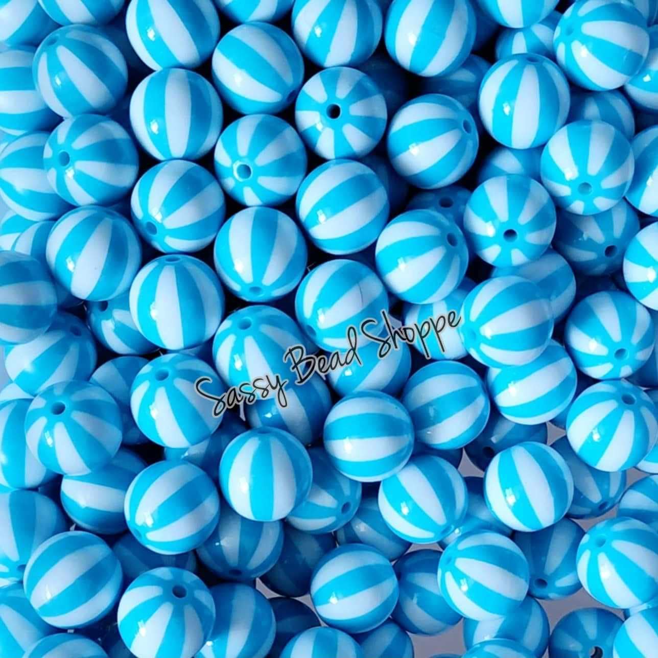 20MM Light Blue Beachball Beads - Sassy Bead Shoppe