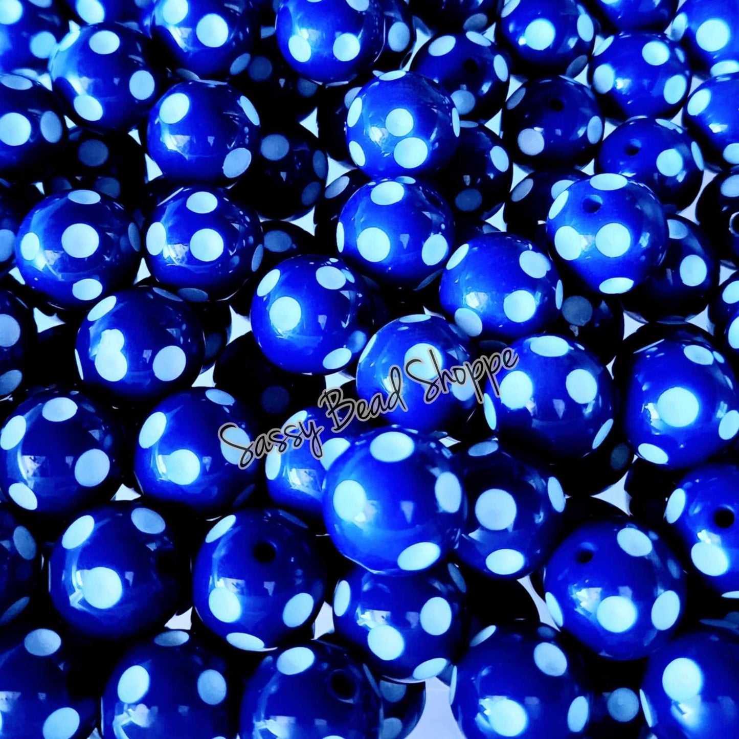 20MM Royal Blue Polka Dot Beads