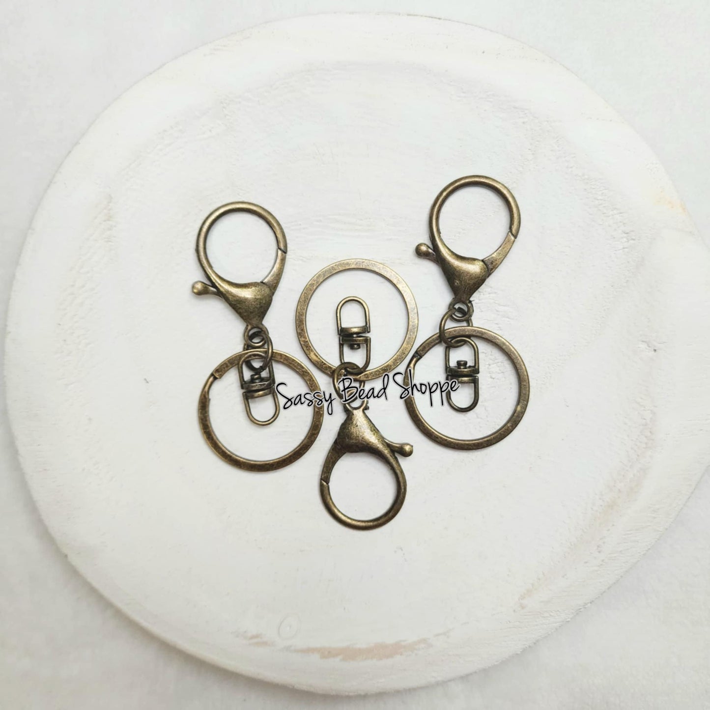 Antique Gold Swivel Keychain with Lobster Clasp (Large) - Sassy Bead Shoppe