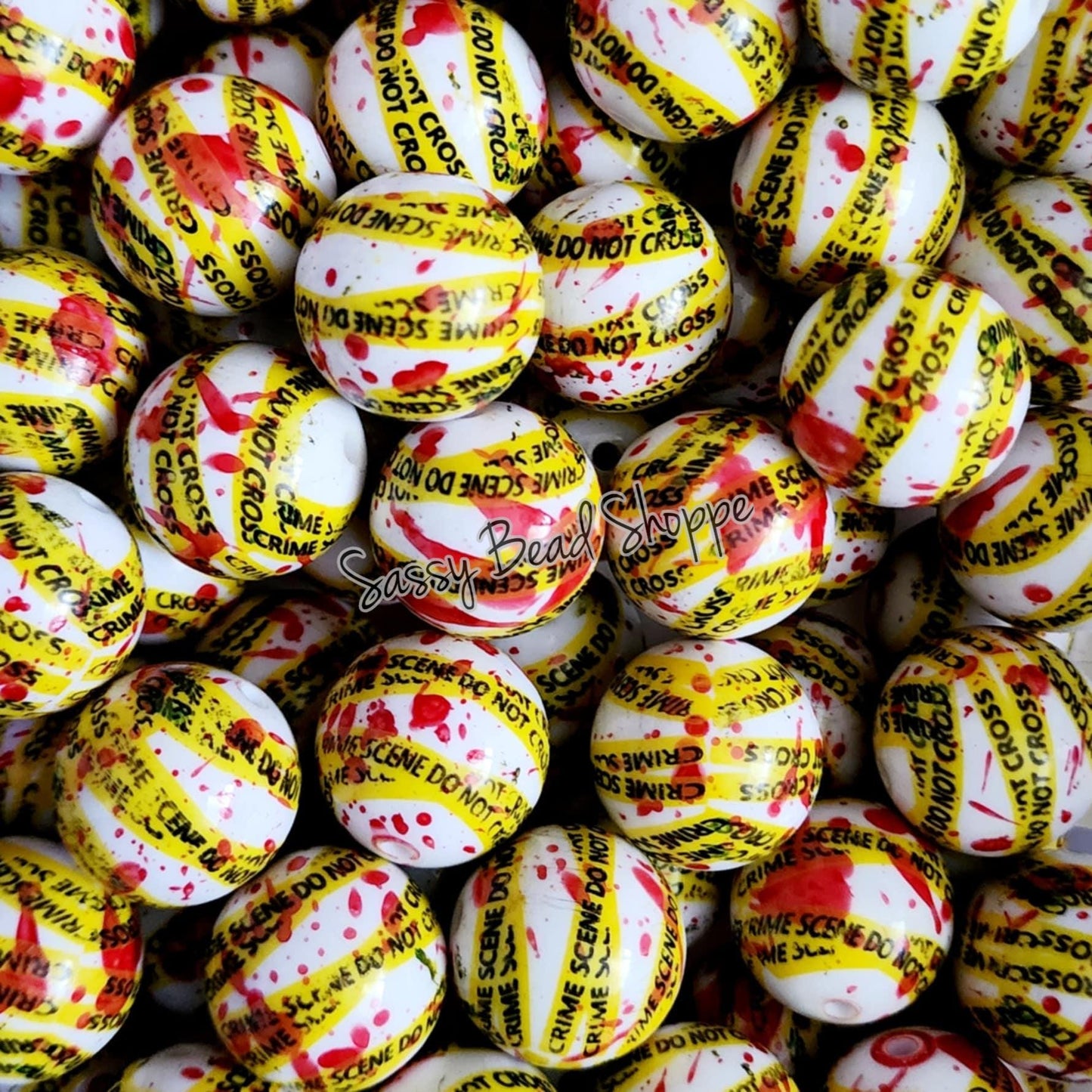 20MM Caution Tape Beads - Sassy Bead Shoppe