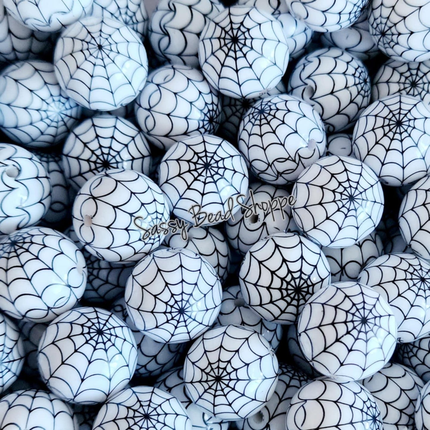 20MM White Spider Web Beads - Sassy Bead Shoppe