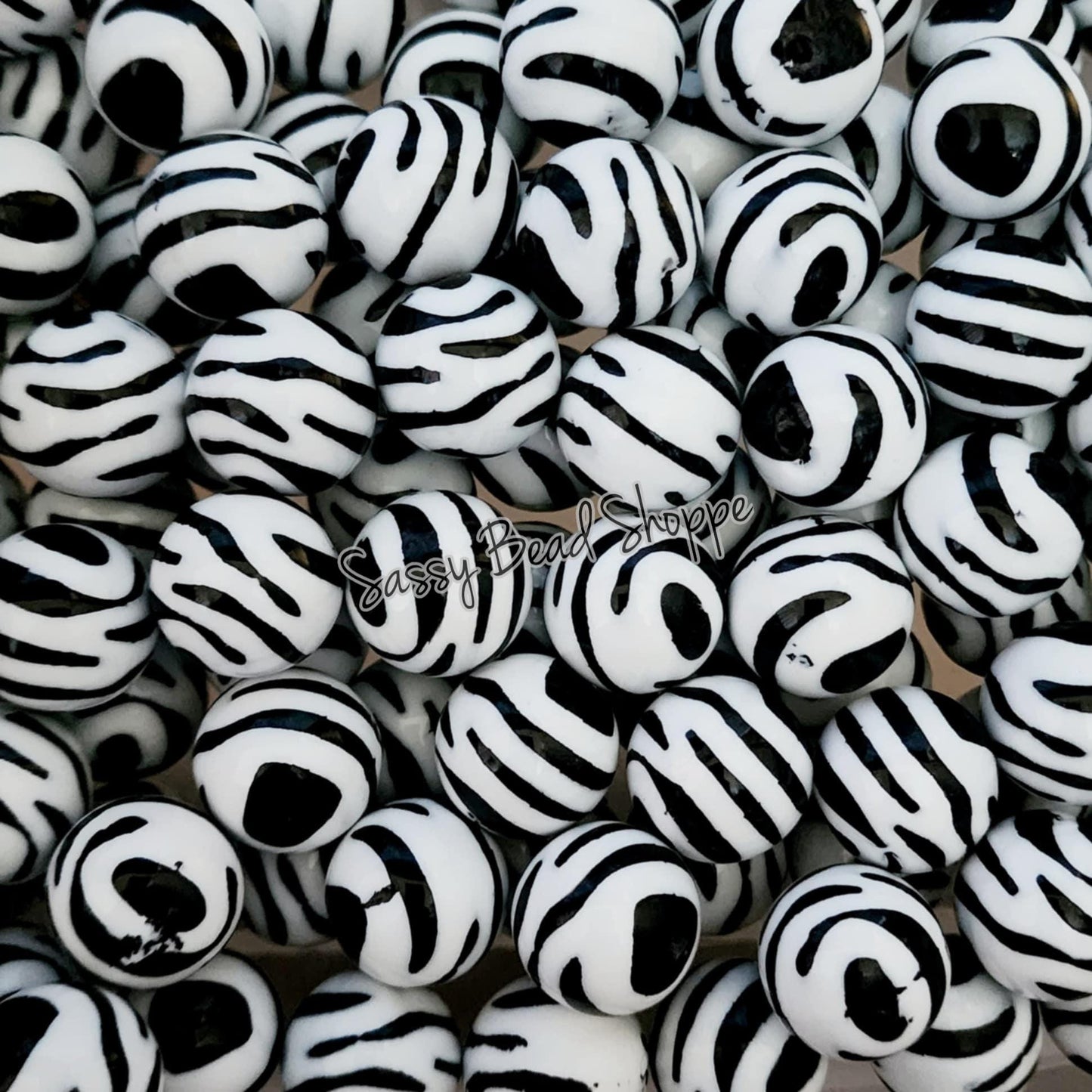 20MM Zebra Beads - Sassy Bead Shoppe