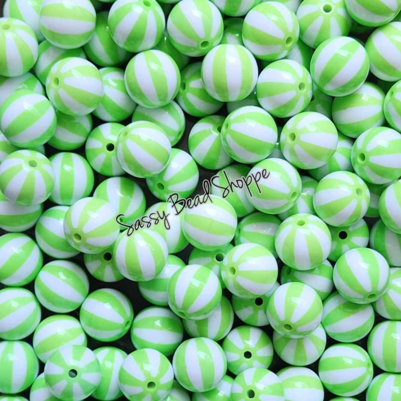 20MM Lime Beachball Beads - Sassy Bead Shoppe