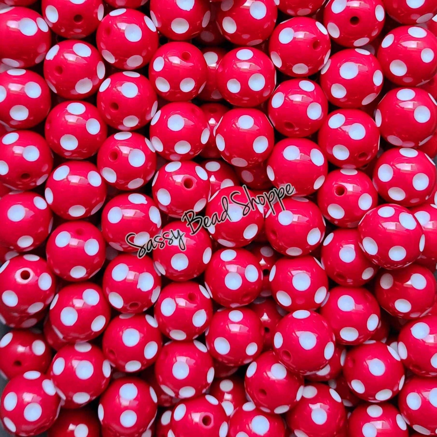 20MM Red Polka Dot Beads