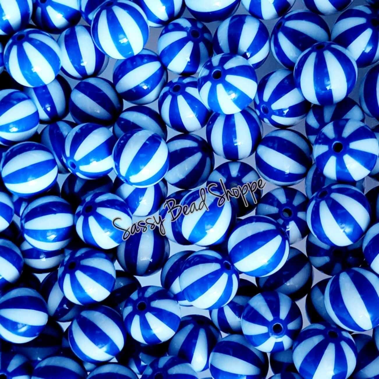 20MM Blue Beachball Beads - Sassy Bead Shoppe