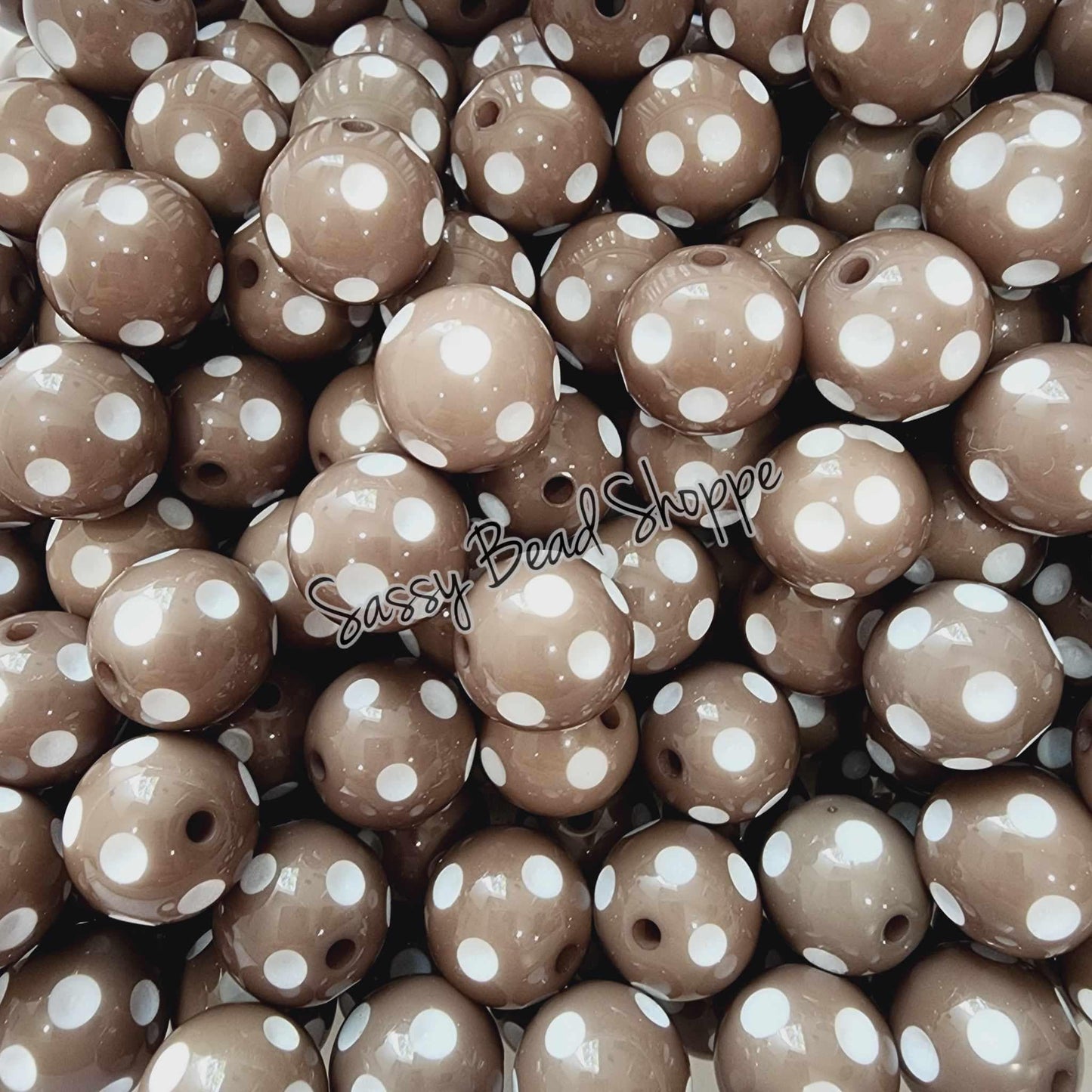 20MM Gray Polka Dot Beads - Sassy Bead Shoppe