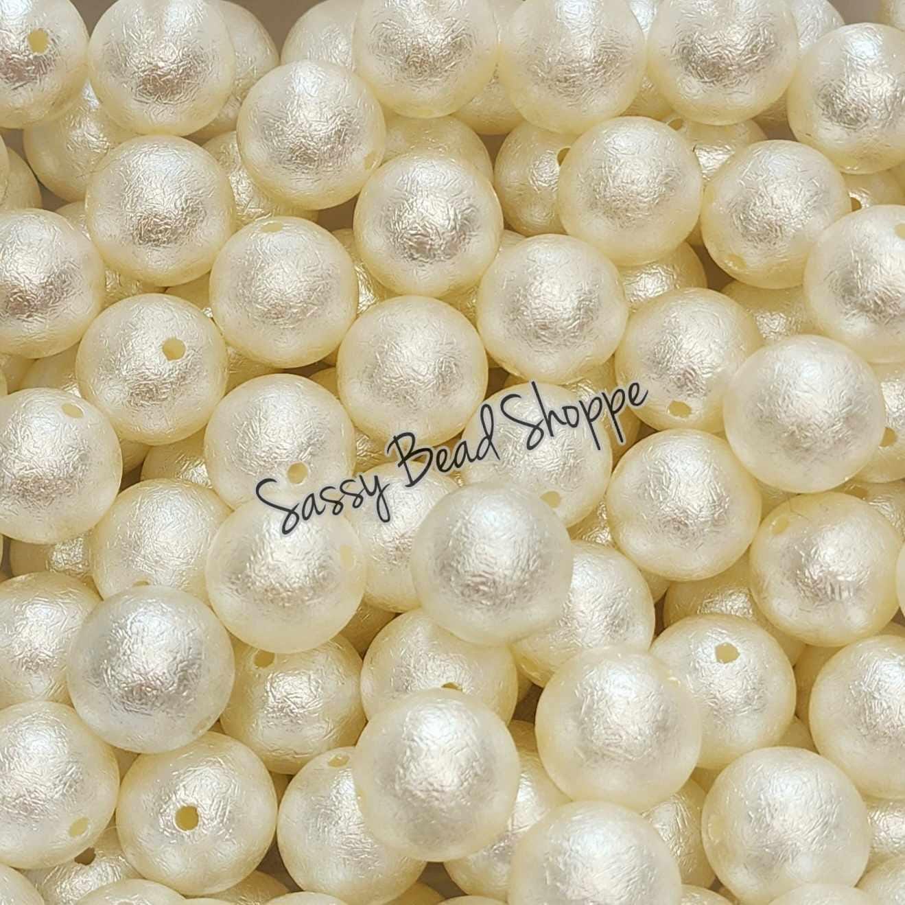 20MM Ivory Foil Beads - Sassy Bead Shoppe
