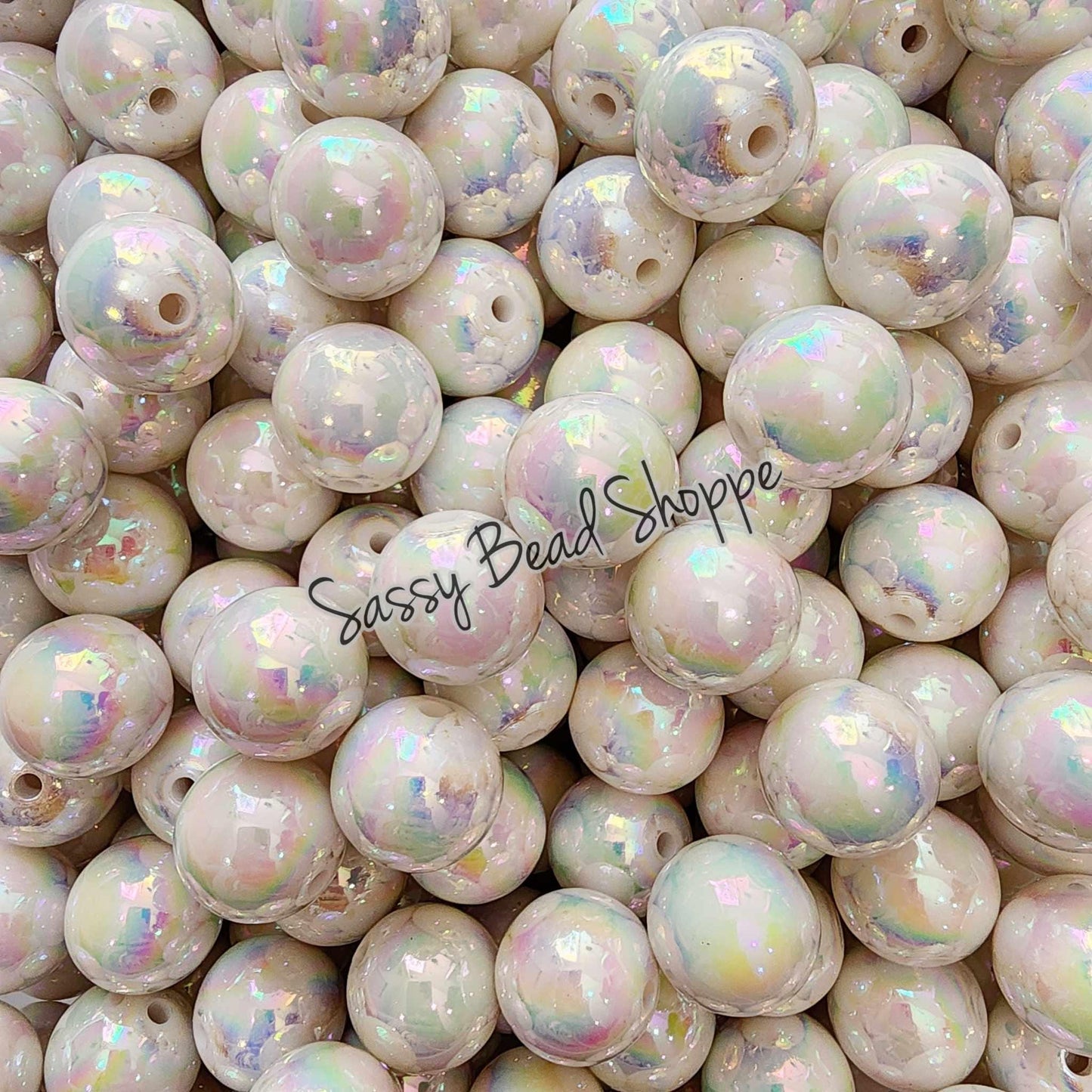 20MM White AB Beads - Sassy Bead Shoppe