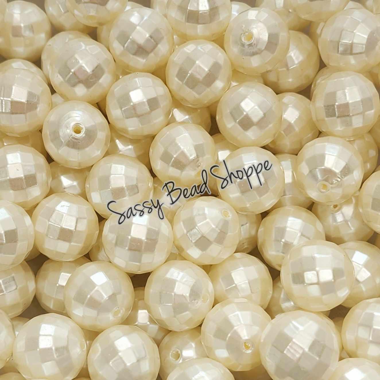 20MM Ivory Pearl Disco Beads - Sassy Bead Shoppe