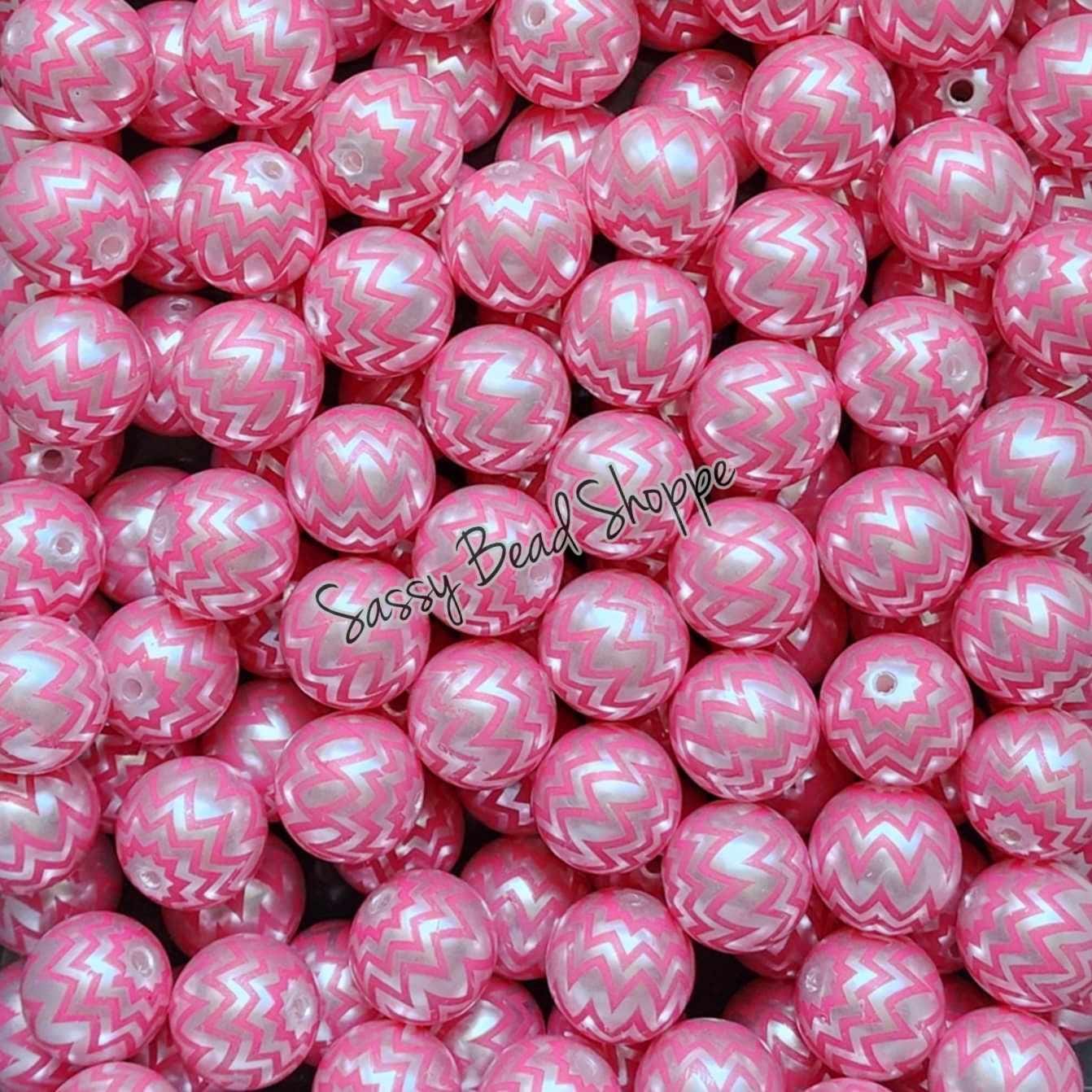 20MM Pink Chevron Beads