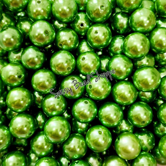 20MM Lime Pearl Beads - Sassy Bead Shoppe