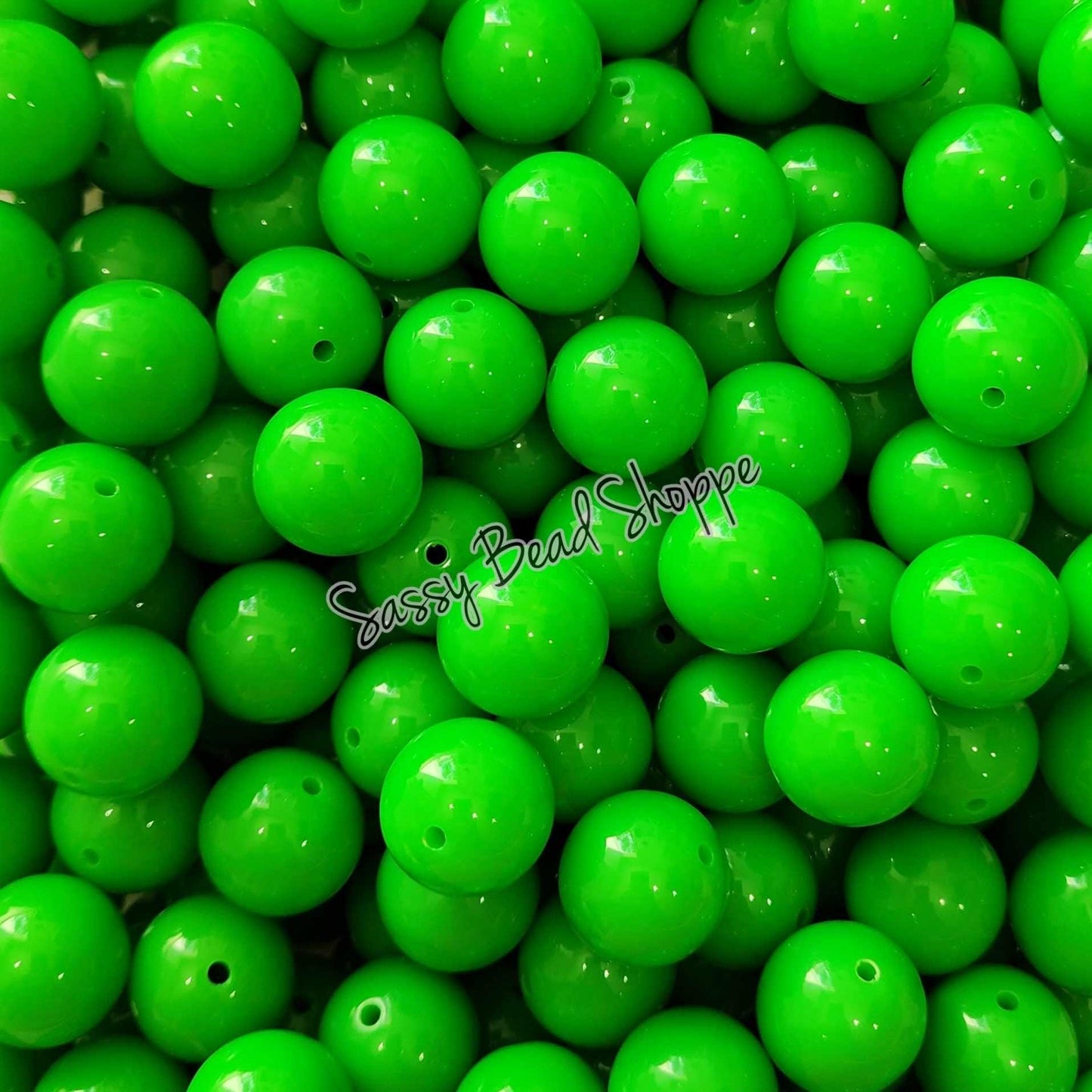 20MM Dark Neon Green Beads - Sassy Bead Shoppe