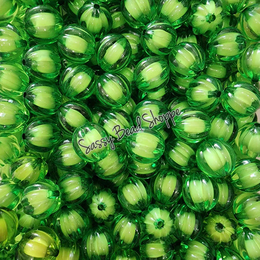 20MM Green Pumpkin Beads - Sassy Bead Shoppe