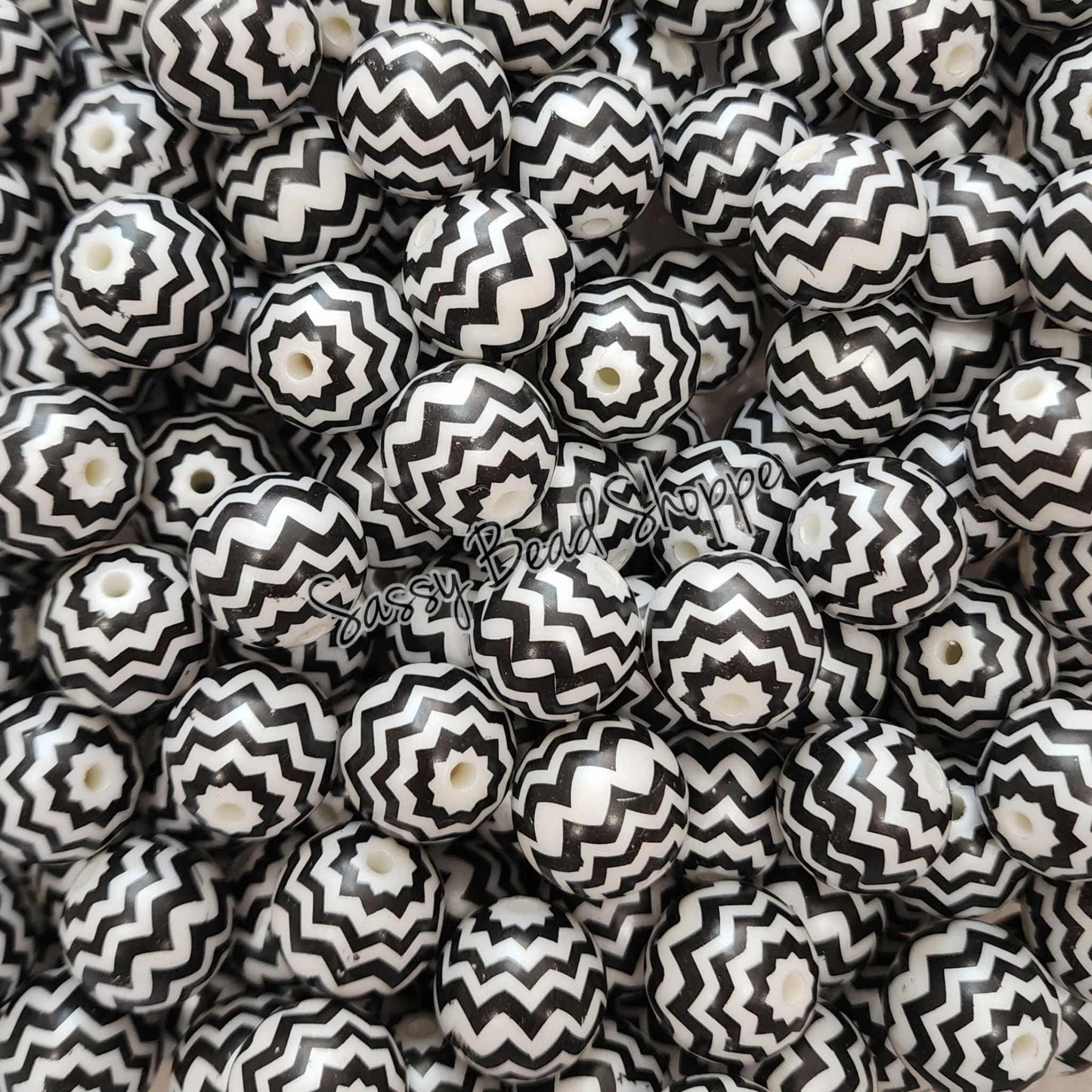 20MM Black Chevron Beads