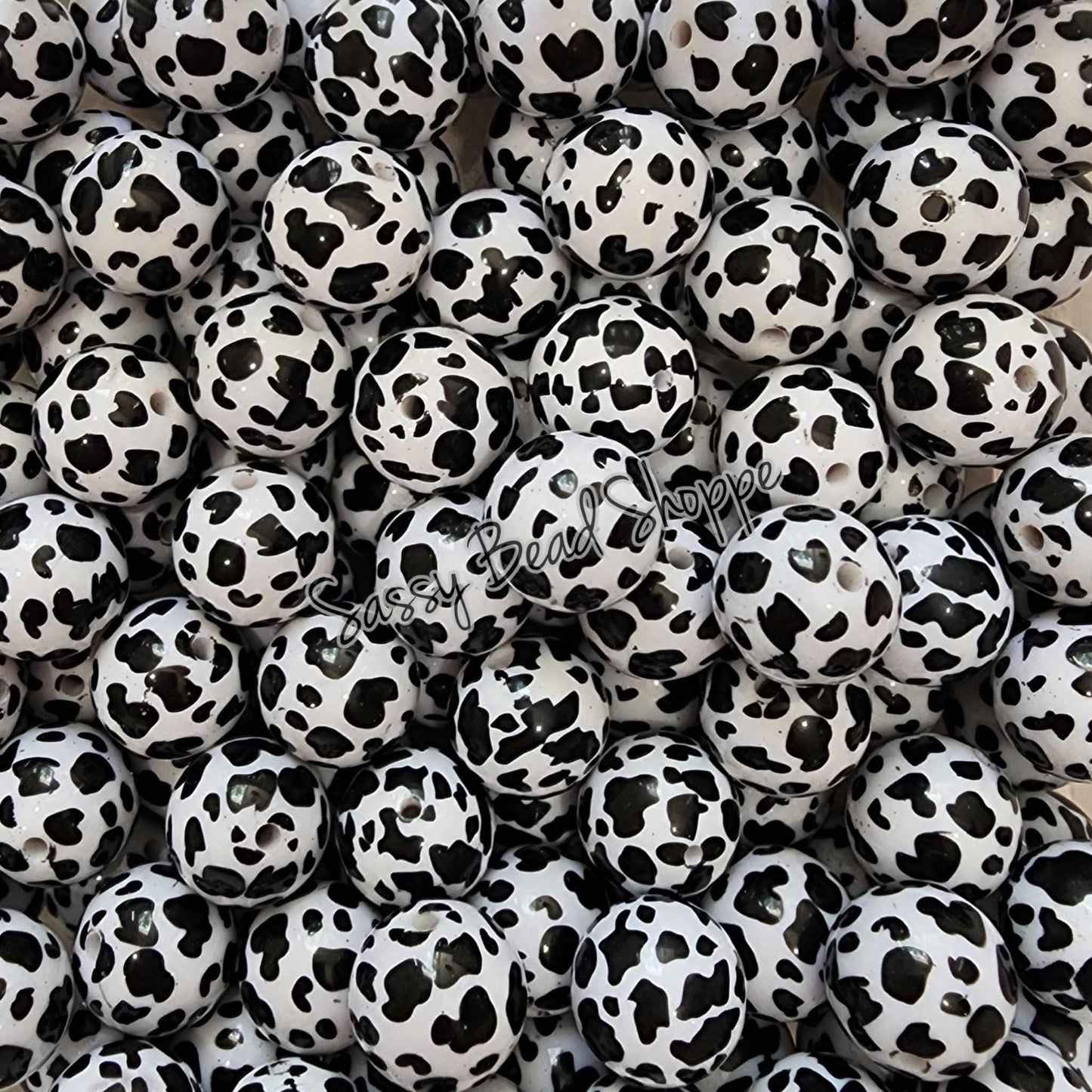 20MM Black Cow Beads