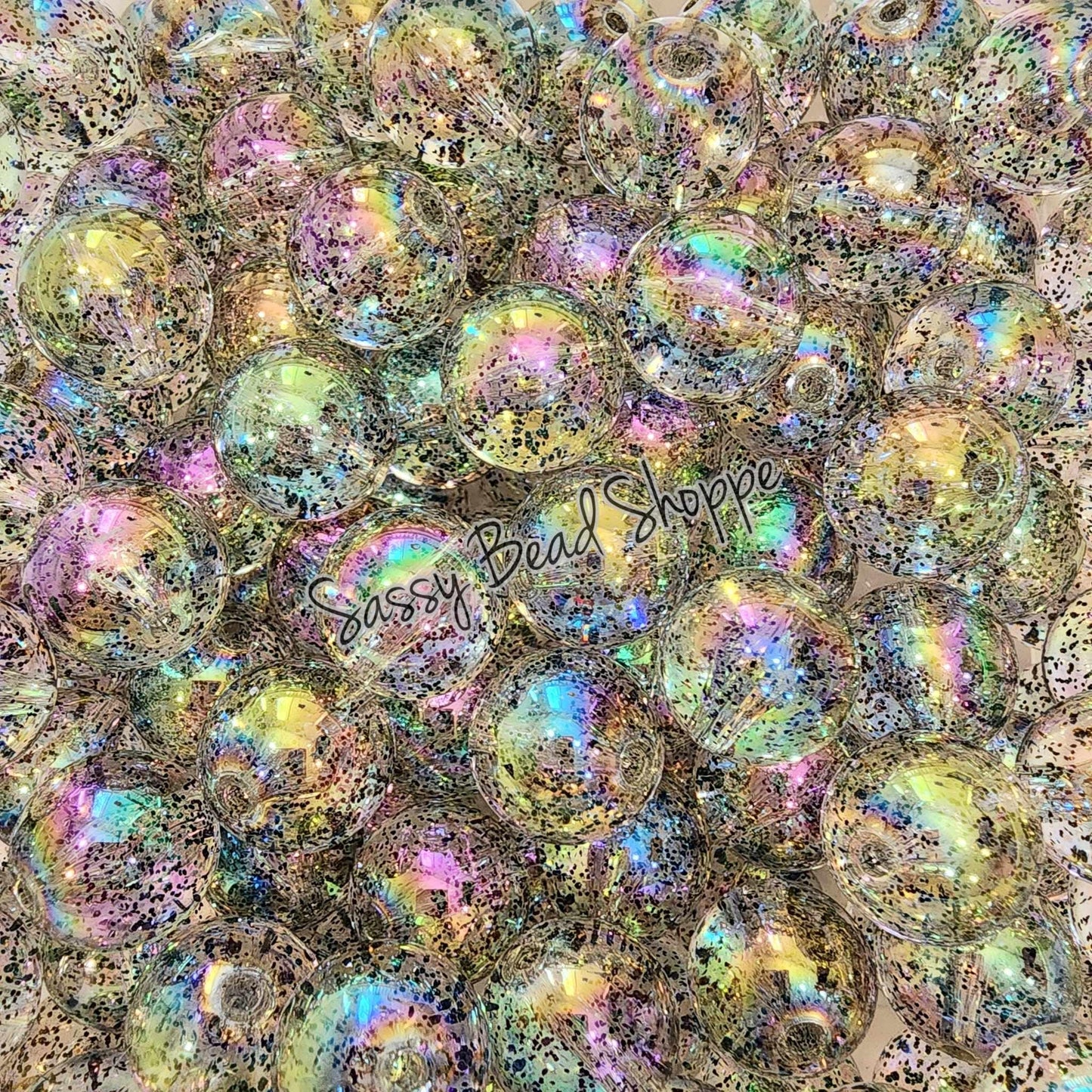 20MM Black Glitter Beads