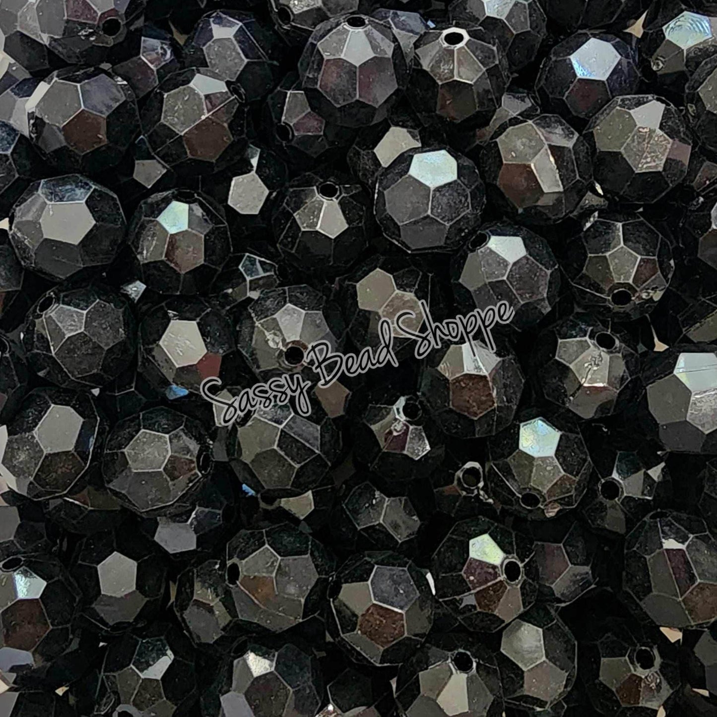 20MM Black Fauceted Beads - Sassy Bead Shoppe