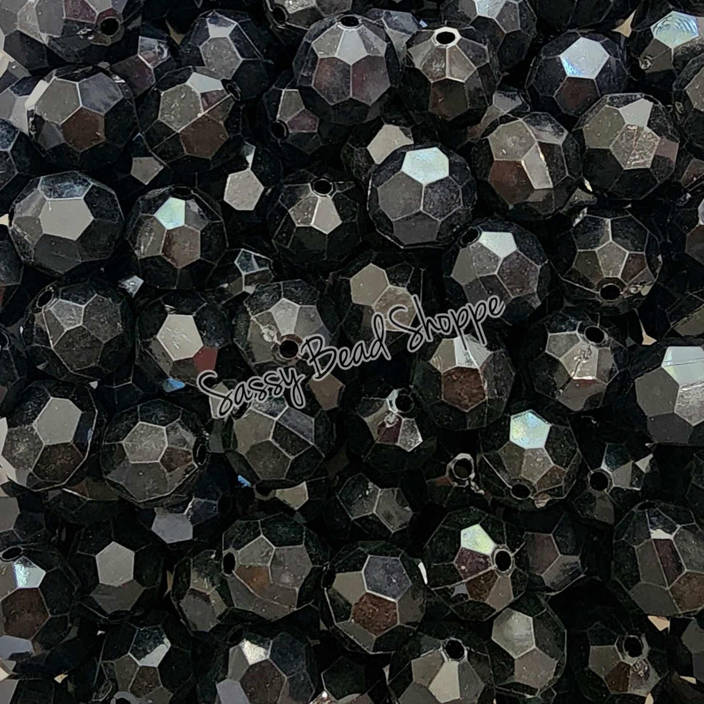 20MM Black Fauceted Beads