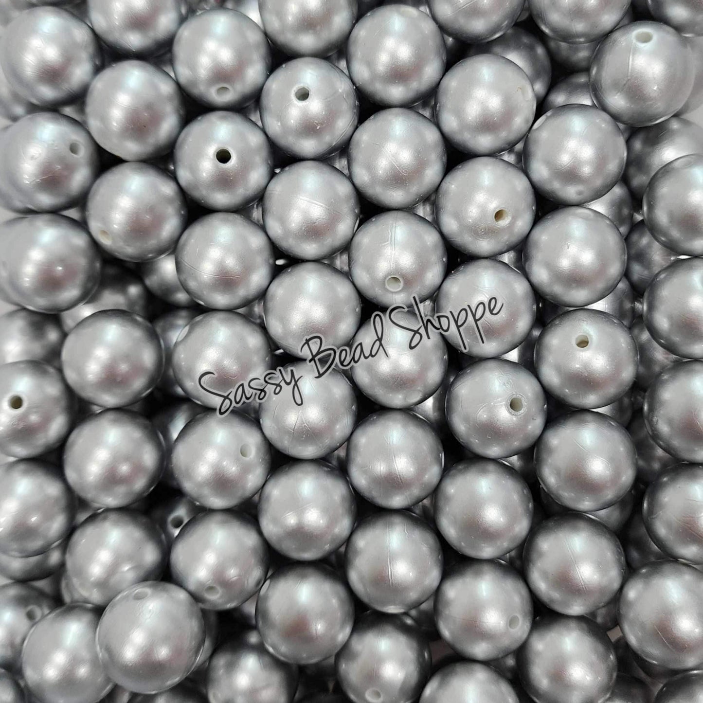 20MM Silver Metallic Beads - Sassy Bead Shoppe