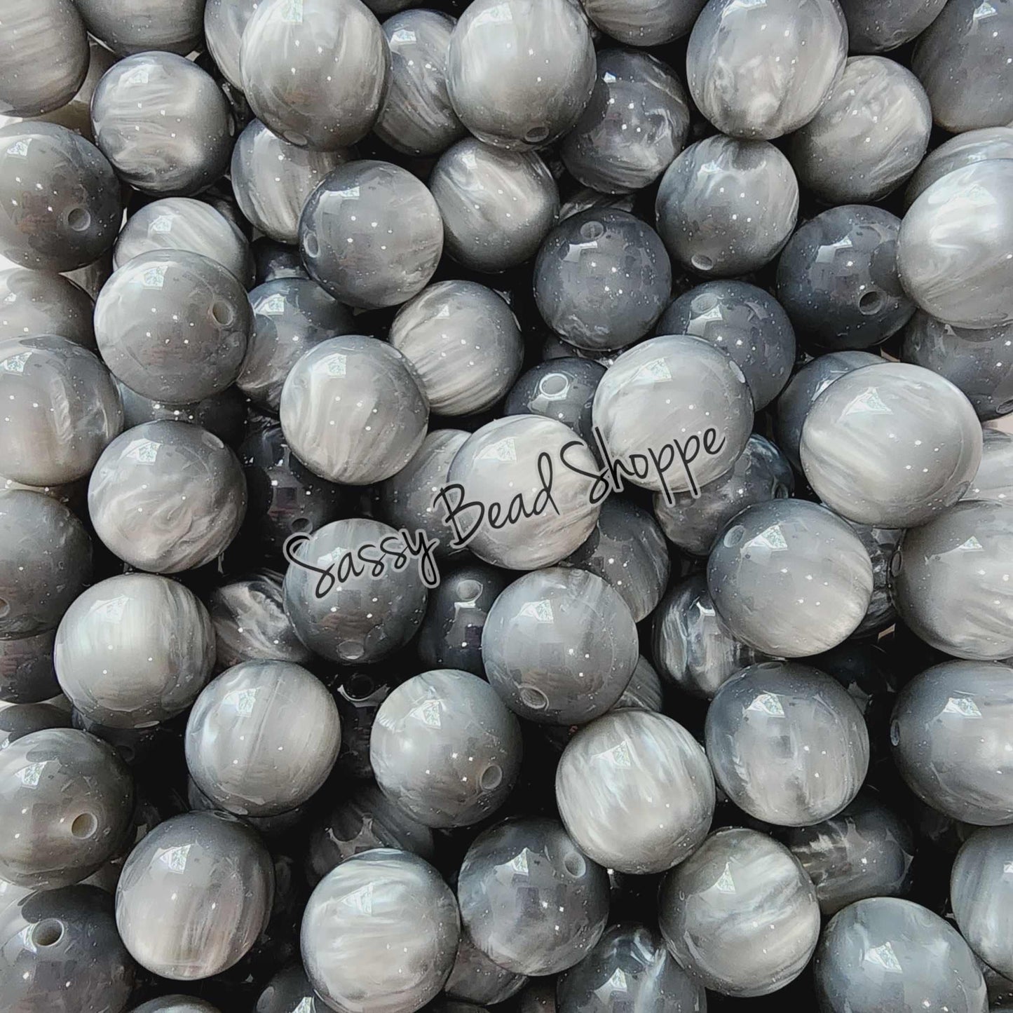 20MM Gray Marble Beads - Sassy Bead Shoppe