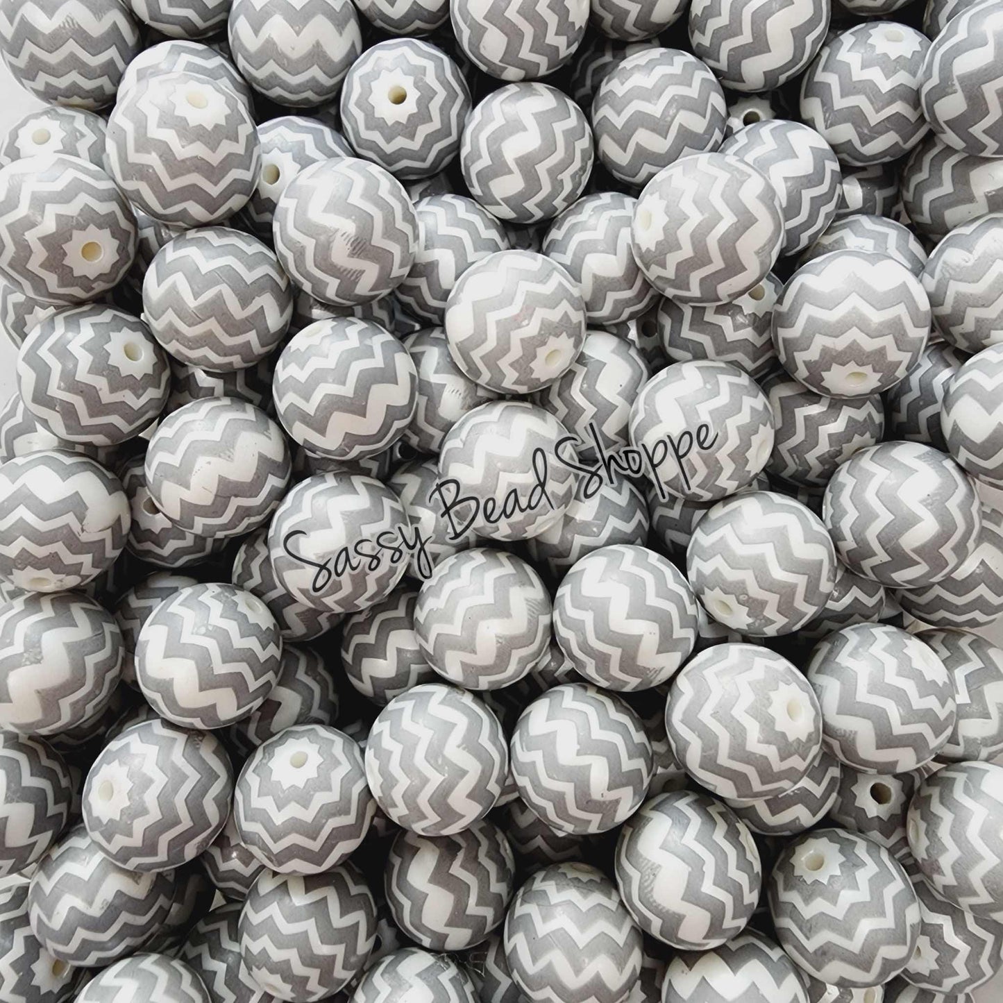20MM Gray Chevron Beads - Sassy Bead Shoppe