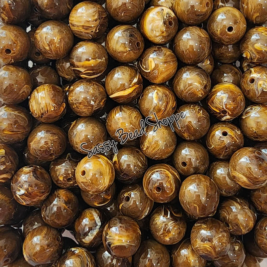 20MM Brown Marble Beads - Sassy Bead Shoppe