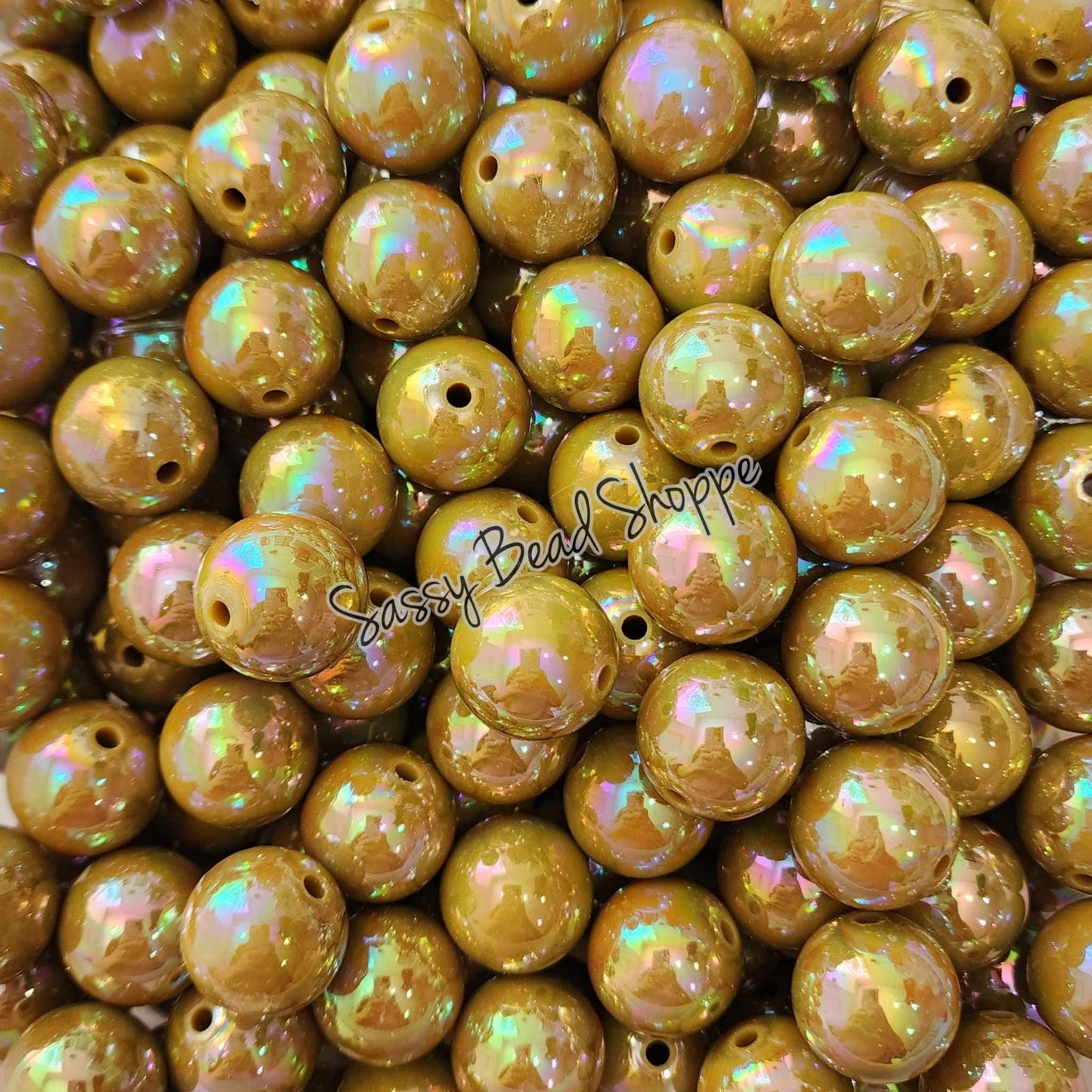 20MM Dark Khaki AB Beads - Sassy Bead Shoppe