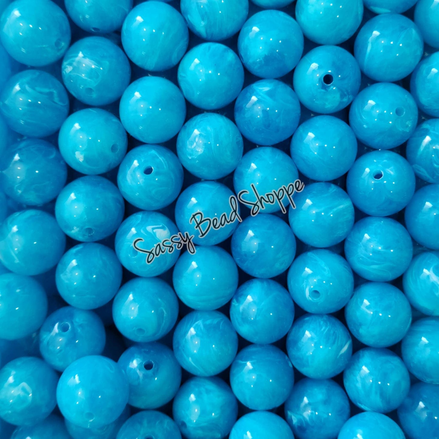 20MM Light Blue Marble Beads - Sassy Bead Shoppe
