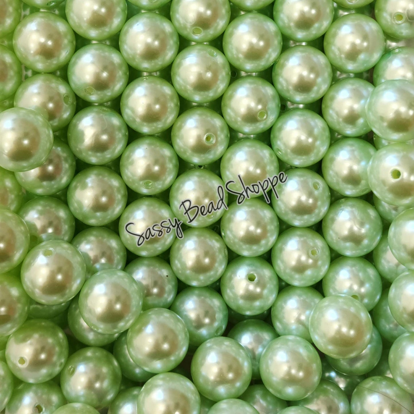 20MM Mint Green Pearl Beads - Sassy Bead Shoppe