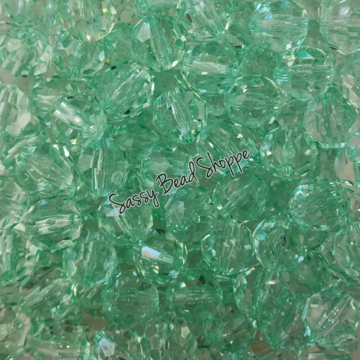 20MM Mint Fauceted Beads