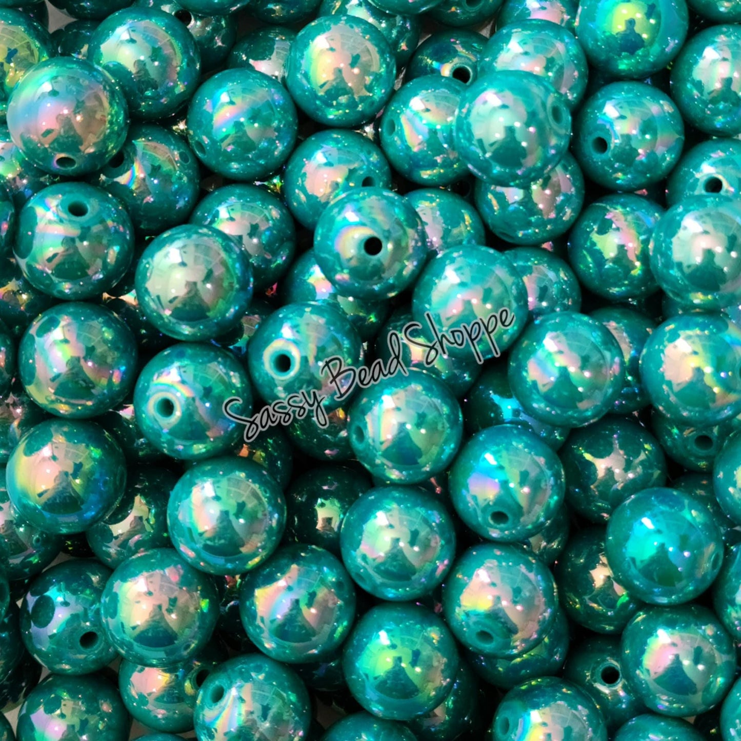 20MM Dark Teal AB Beads - Sassy Bead Shoppe