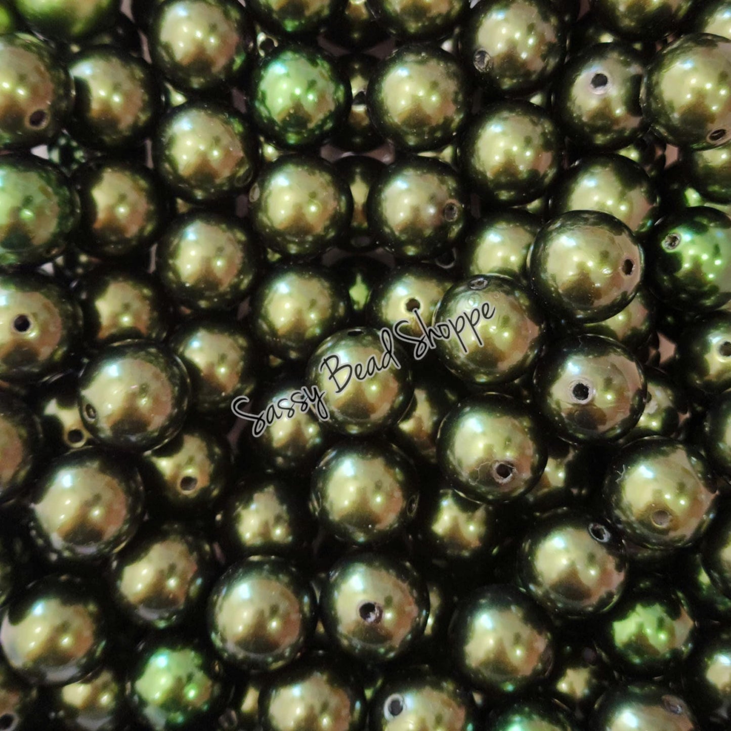 20MM Dark Olive Pearl Beads - Sassy Bead Shoppe