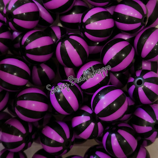 20MM Purple Black Beachball Beads - Sassy Bead Shoppe