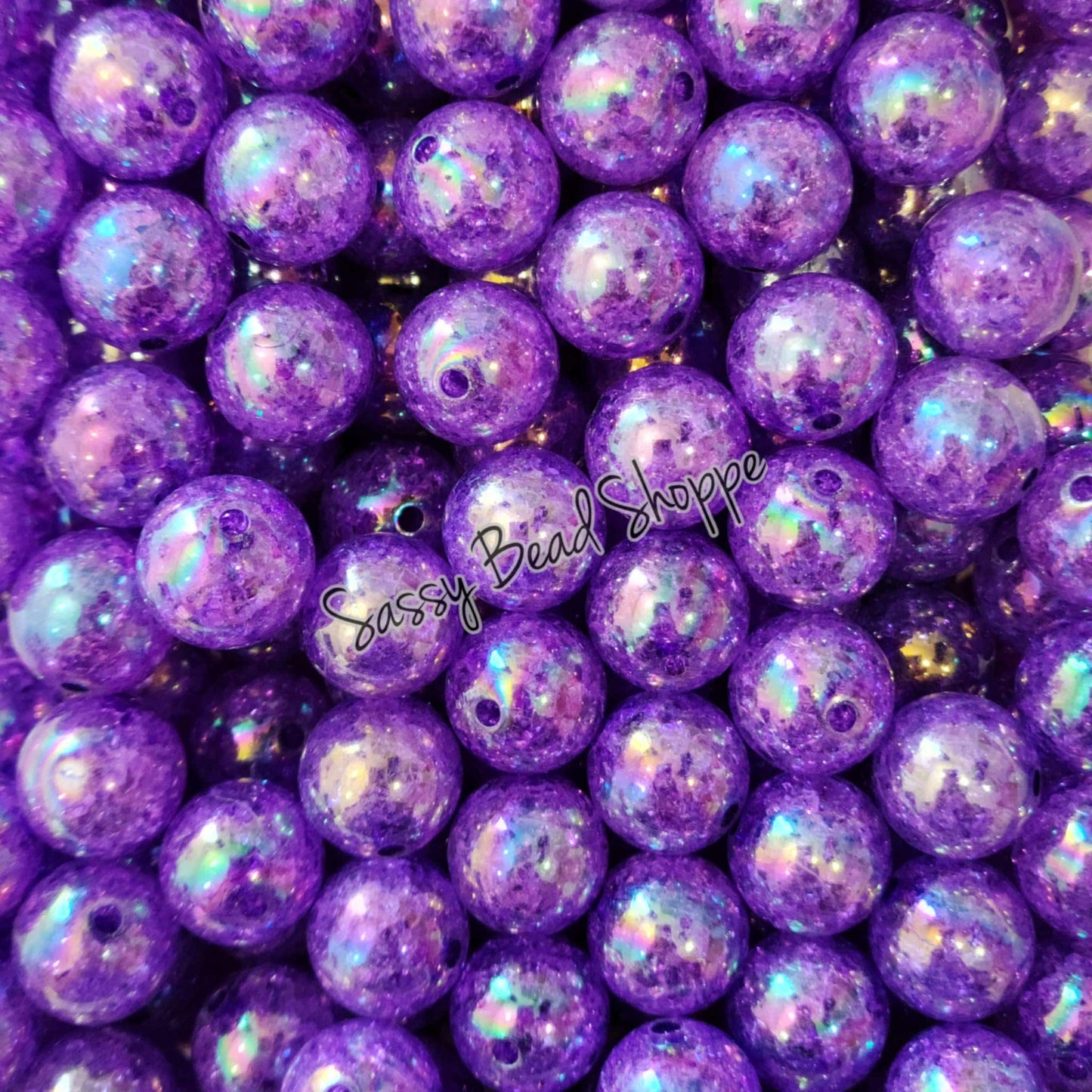 20MM Purple Crackle Beads - Sassy Bead Shoppe