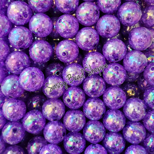 20MM Purple Crackle Beads - Sassy Bead Shoppe