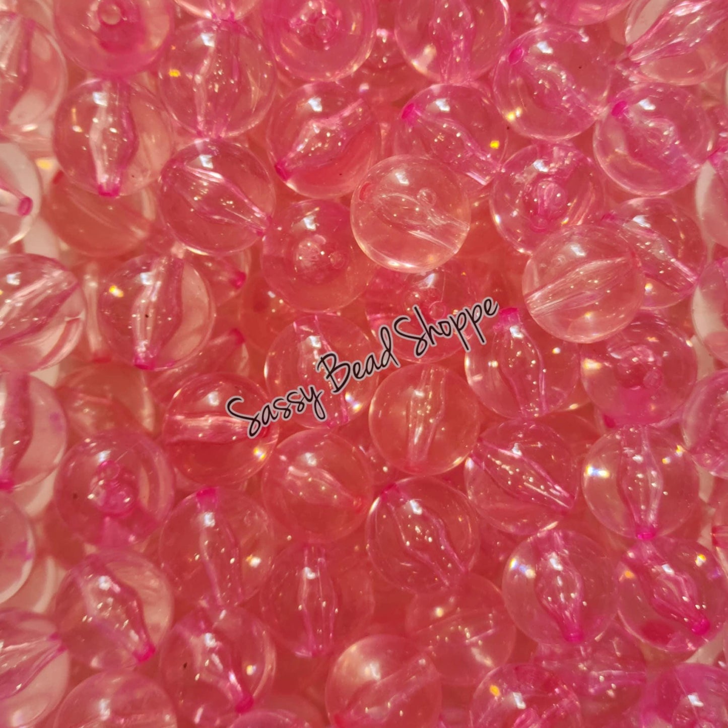 20MM Pink Clear Beads