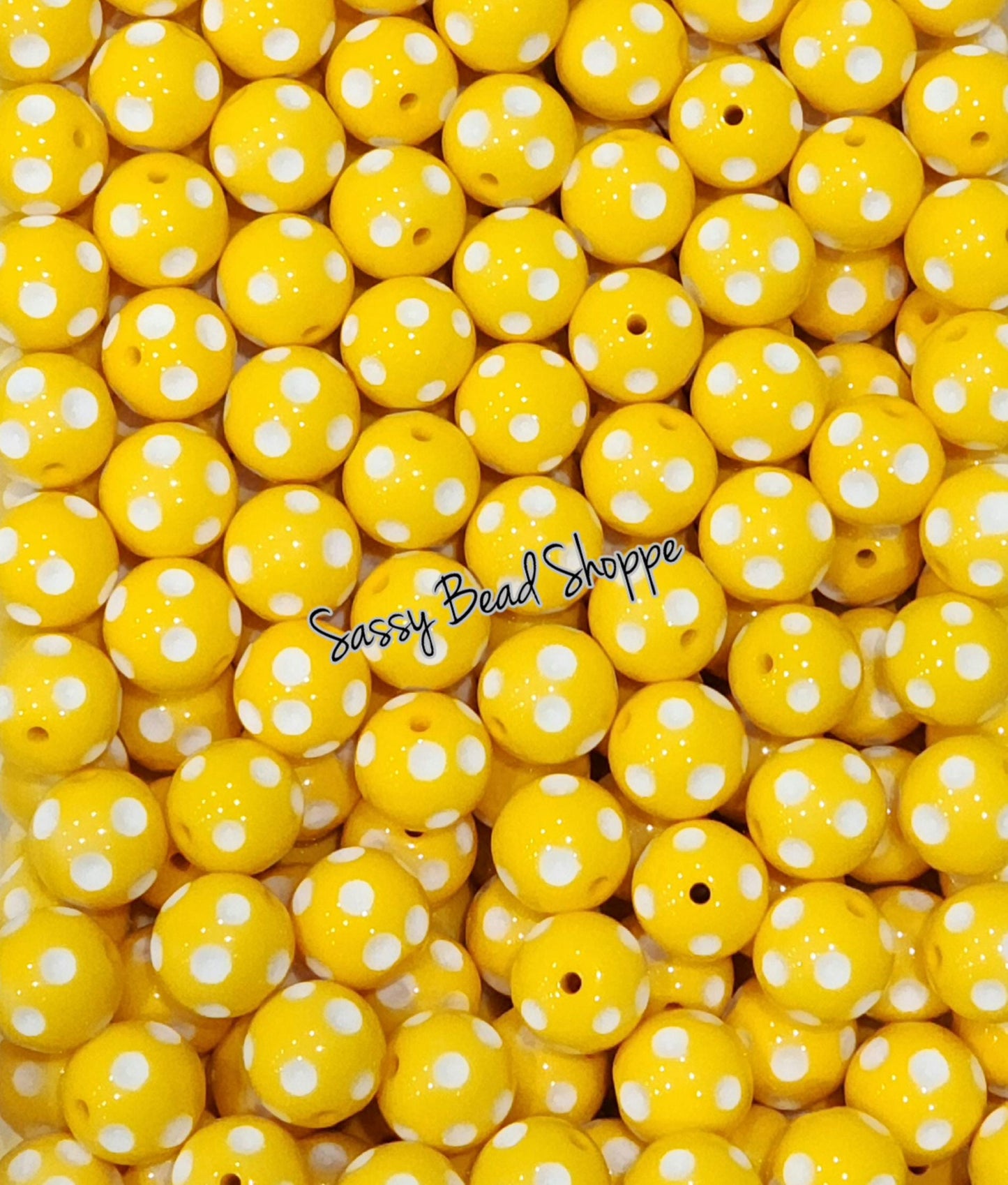 20MM Yellow Polka Dot Beads - Sassy Bead Shoppe