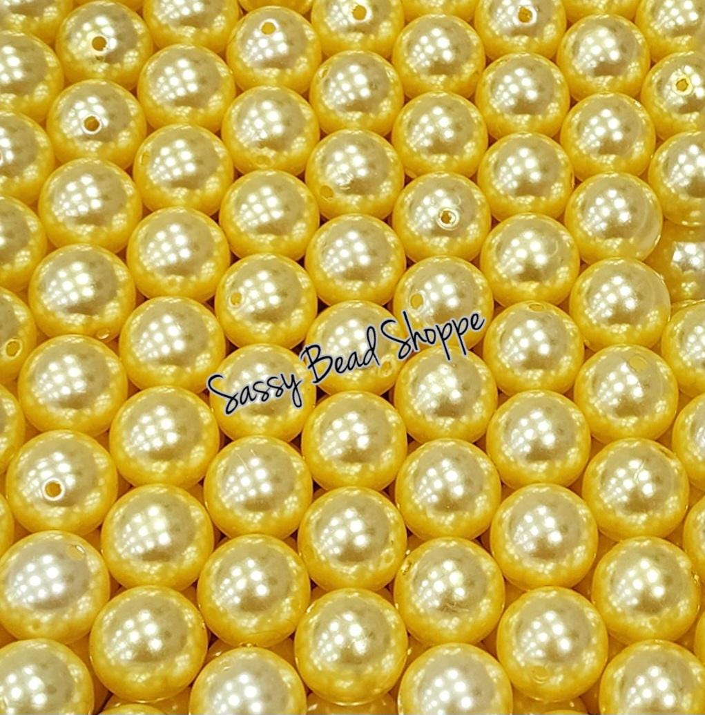 20MM Yellow Pearl Beads - Sassy Bead Shoppe