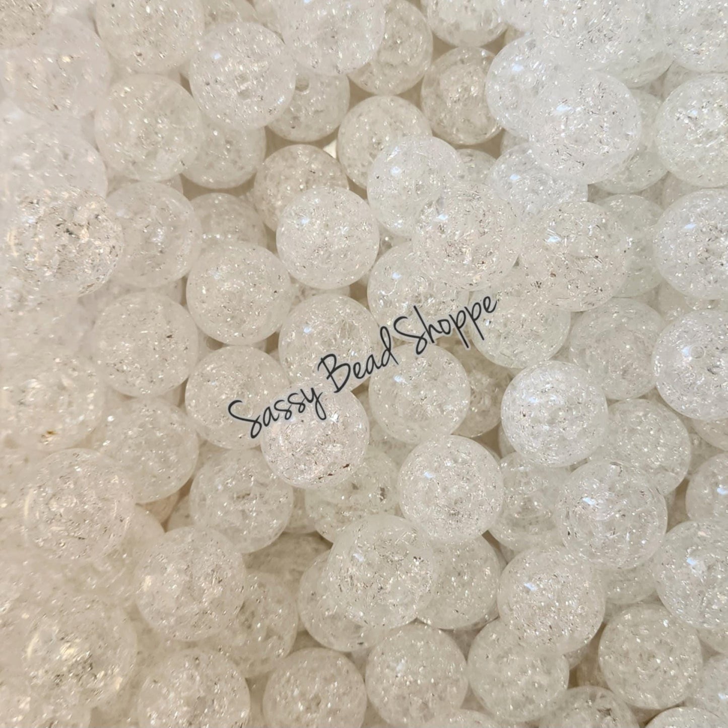 20MM Clear Crackle Beads - Sassy Bead Shoppe