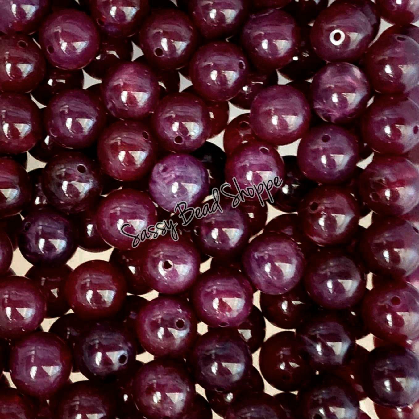 20MM Plum Marble Beads - Sassy Bead Shoppe