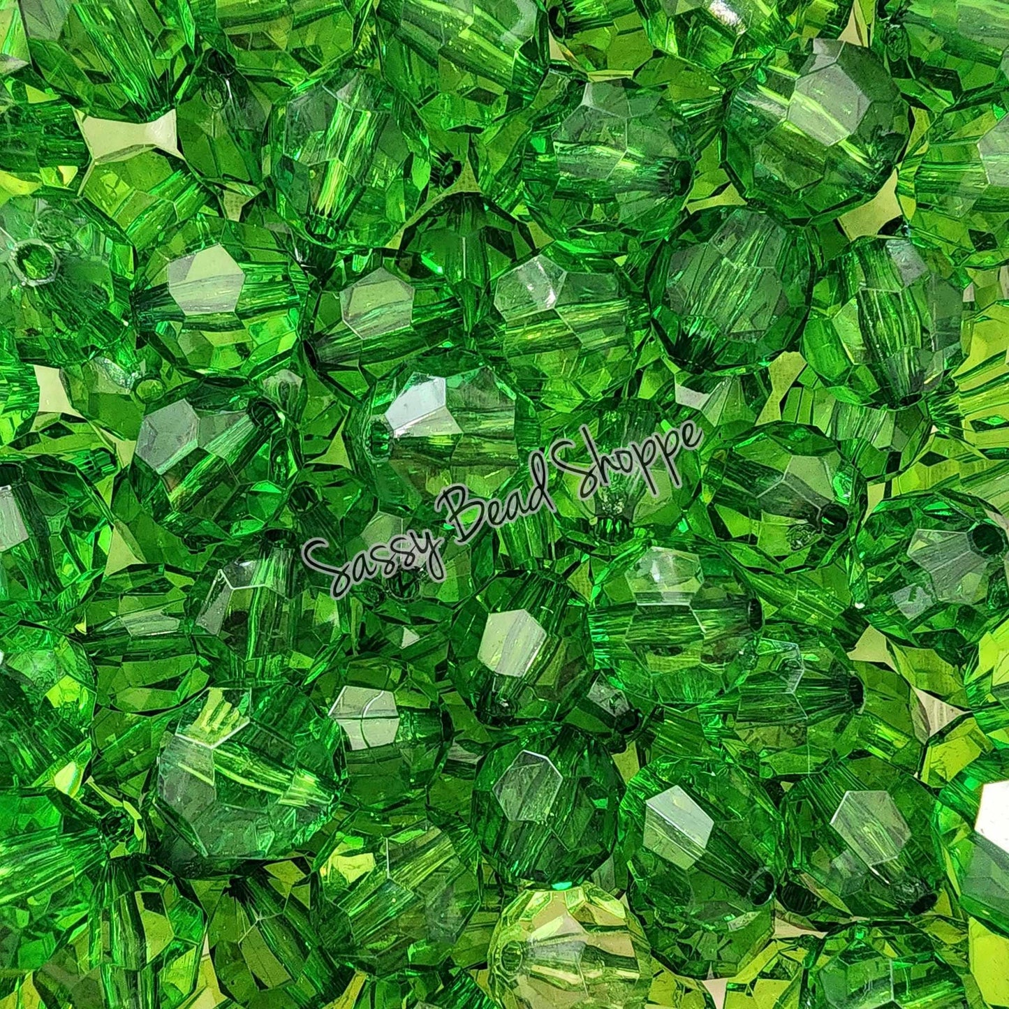 20MM Green Fauceted Beads