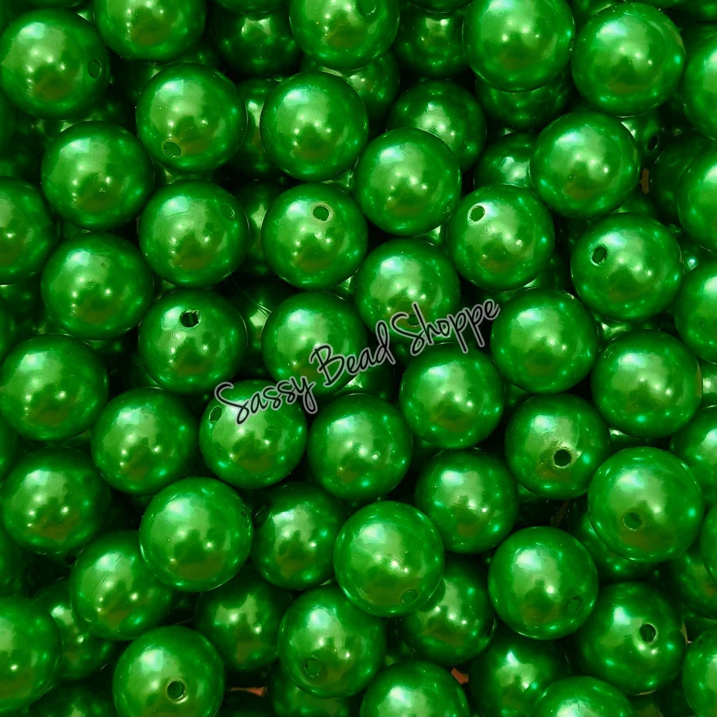 20MM Green Pearl Beads - Sassy Bead Shoppe