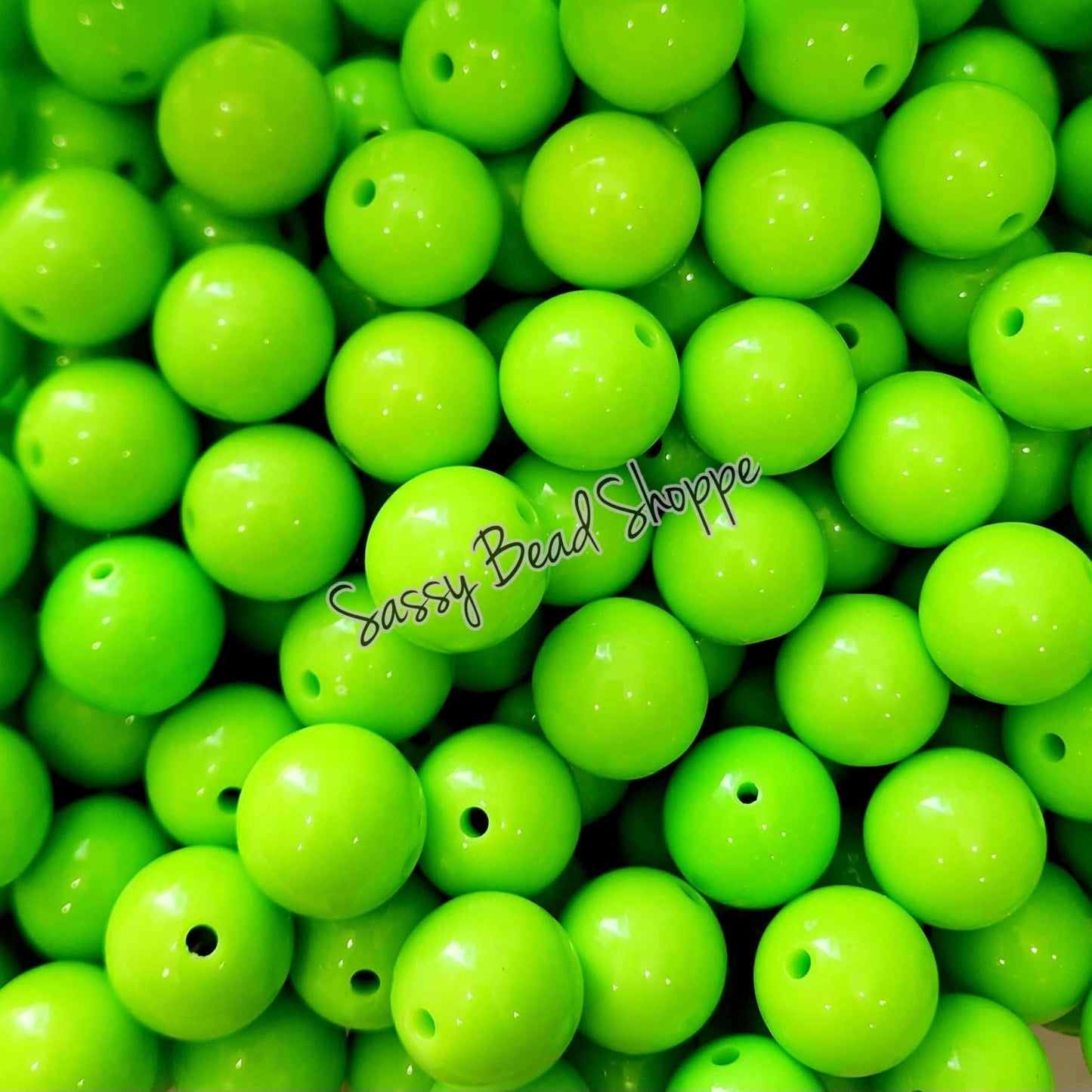 20MM Neon Green Beads - Sassy Bead Shoppe