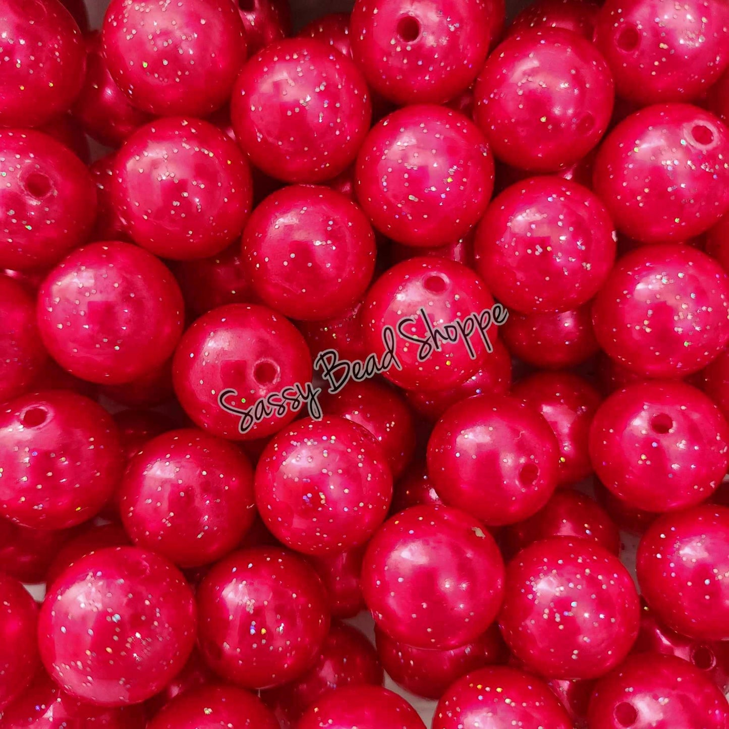 20MM Red Glitter Pearl Beads - Sassy Bead Shoppe