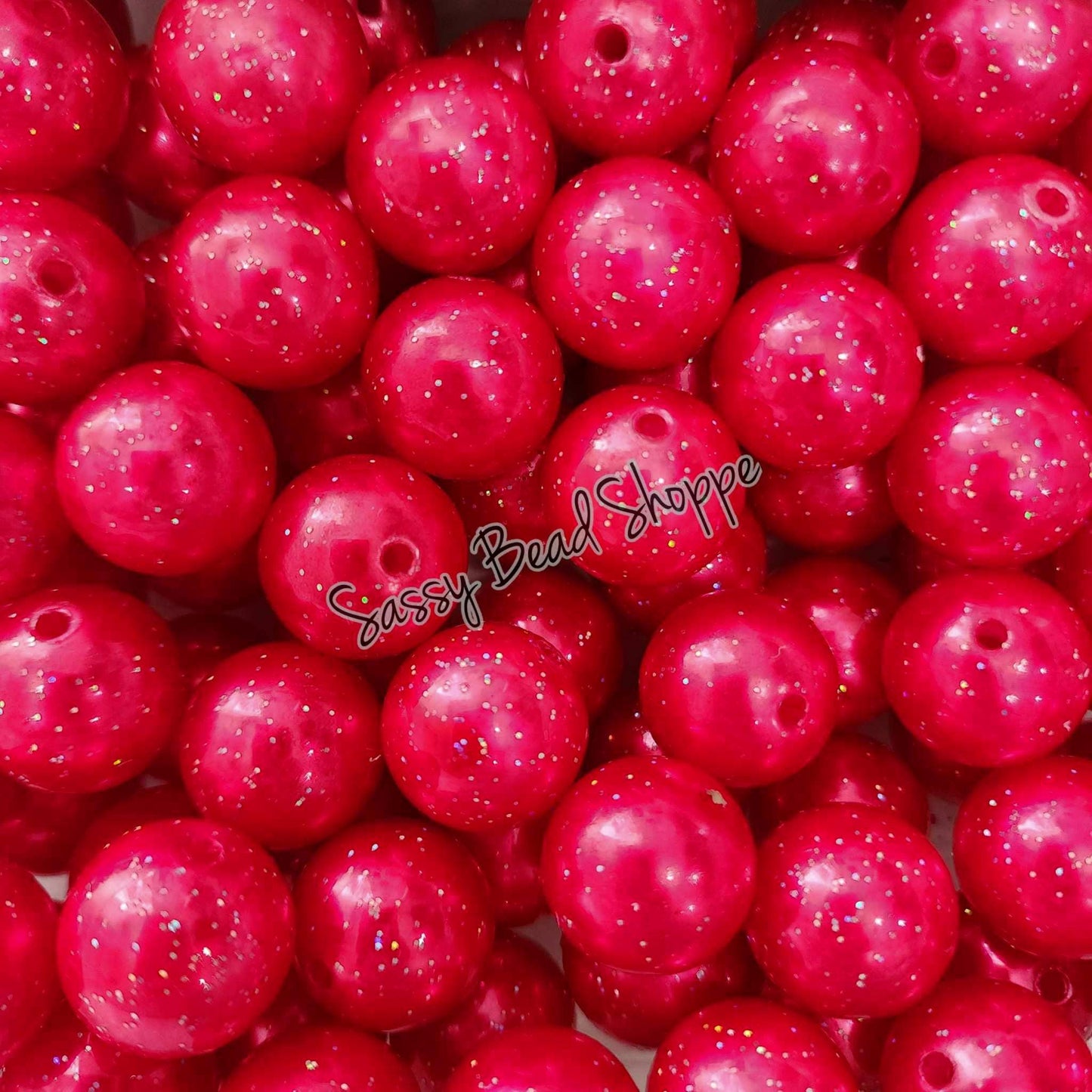 20MM Red Glitter Pearl Beads