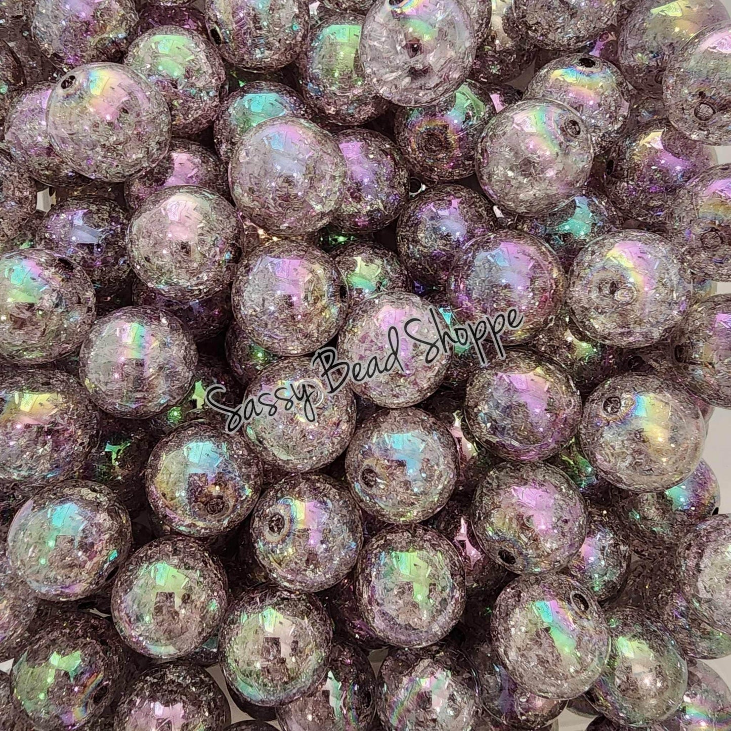 20MM Black Crackle Beads - Sassy Bead Shoppe