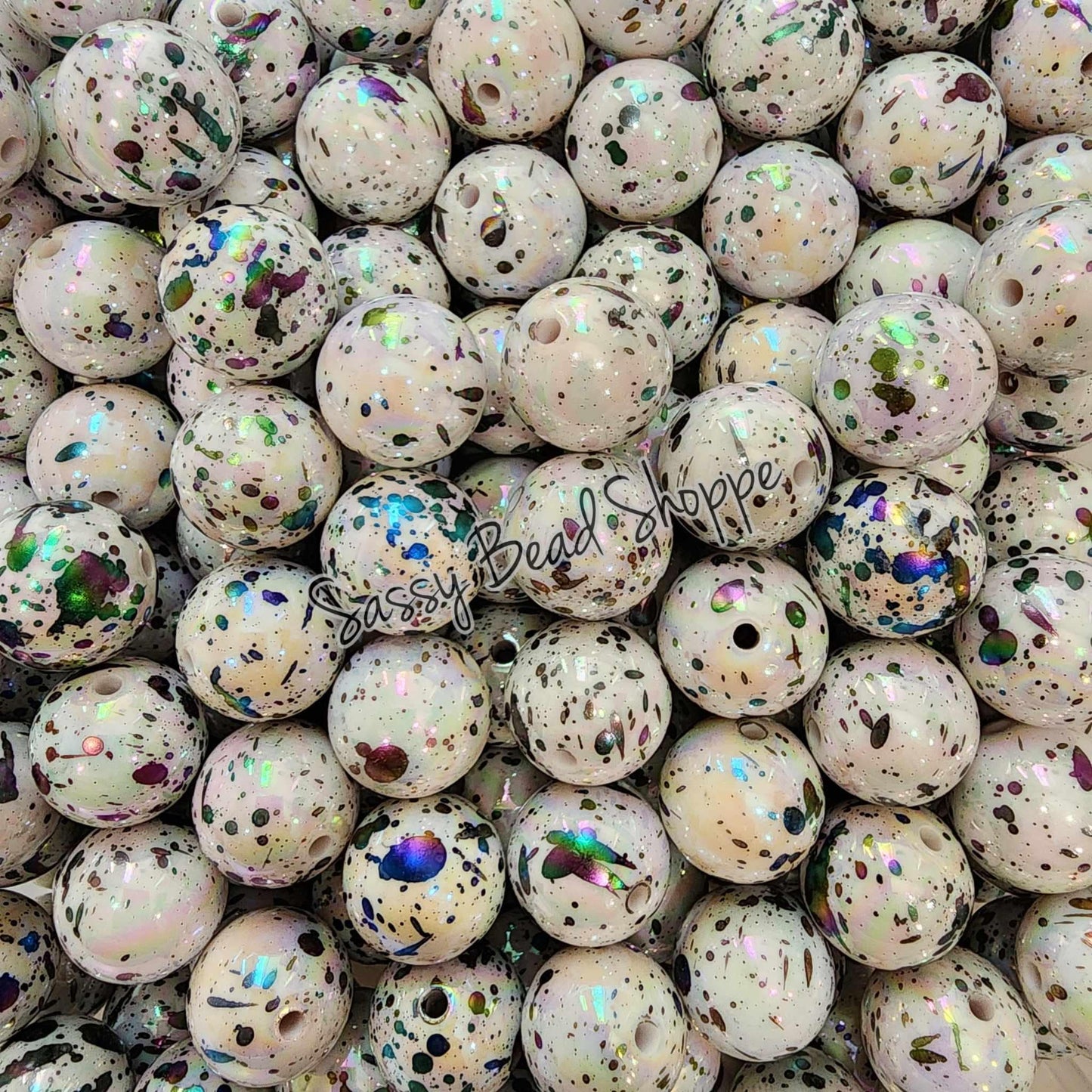 20MM Black AB Splatter Beads - Sassy Bead Shoppe
