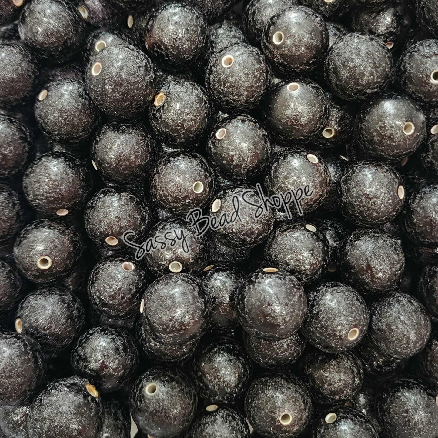 20MM Black Foil Beads